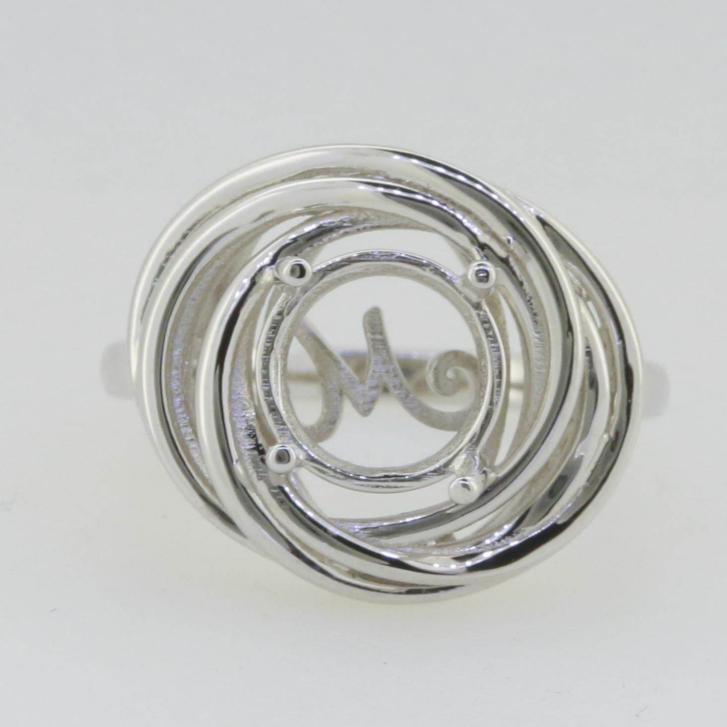 Sterling Silver Semi Mount Ring Setting Round RD 9x9mm White Topaz - Syzjewelry