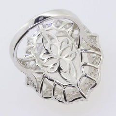 Sterling Silver Semi Mount Ring Setting Cab Oval OV 20x15mm Halo Accent - Syzjewelry