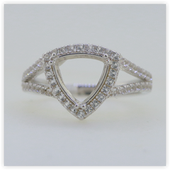 Sterling Silver Semi Mount Ring Setting Trillion Tri 9x9mm White Topaz Halo Split Shank Syzjewelry