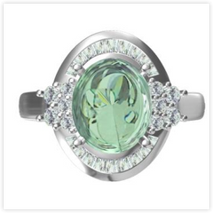 Sterling Silver Semi Mount Ring Setting Oval OV 12X10mm Cabochon Baguette Halo DHJ