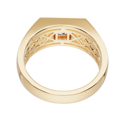 Men's 18K Gold CVD Diamond Ring Princess SQ 4.5X4.5mm 3 Stone Band Ring Channel Bezel