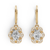 Sterling Silver Moissanite Earrings Dangle Leverback with Oval OV 7X5mm Moissanite
