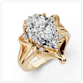 Sterling Silver Moissanite Ring PE 16X11mm