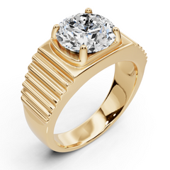 Men's 14K Gold Moissanite Ring Round RD 10X10mm Solid 925 Silver