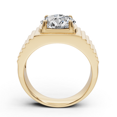 Men's 18K Gold Moissanite Ring Round RD 10X10mm Solid 925 Silver