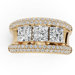 Platinum Moissanite Ring SQ 4.5x4.5mm Men's Band Ring 3 Stones