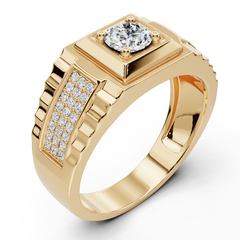 Men's Platinum CVD Diamond Ring Round RD 5x5mm