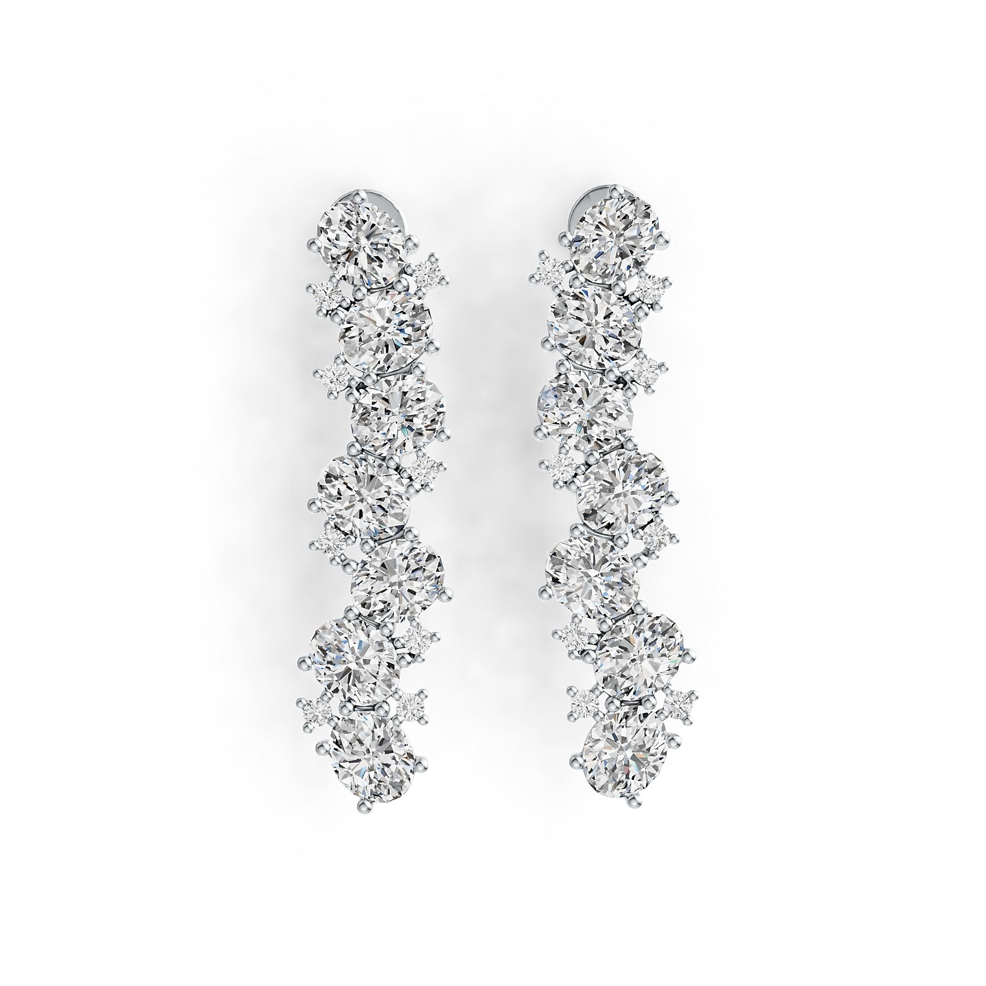 Sterling Silver Semi Mount Earrings Setting Oval OV 5X4mm with White Topaz DHJ