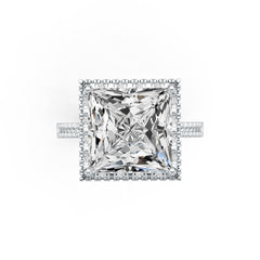 Sterling Silver Semi Mount Ring Setting Princess SQ 12X12mm Halo DHJ