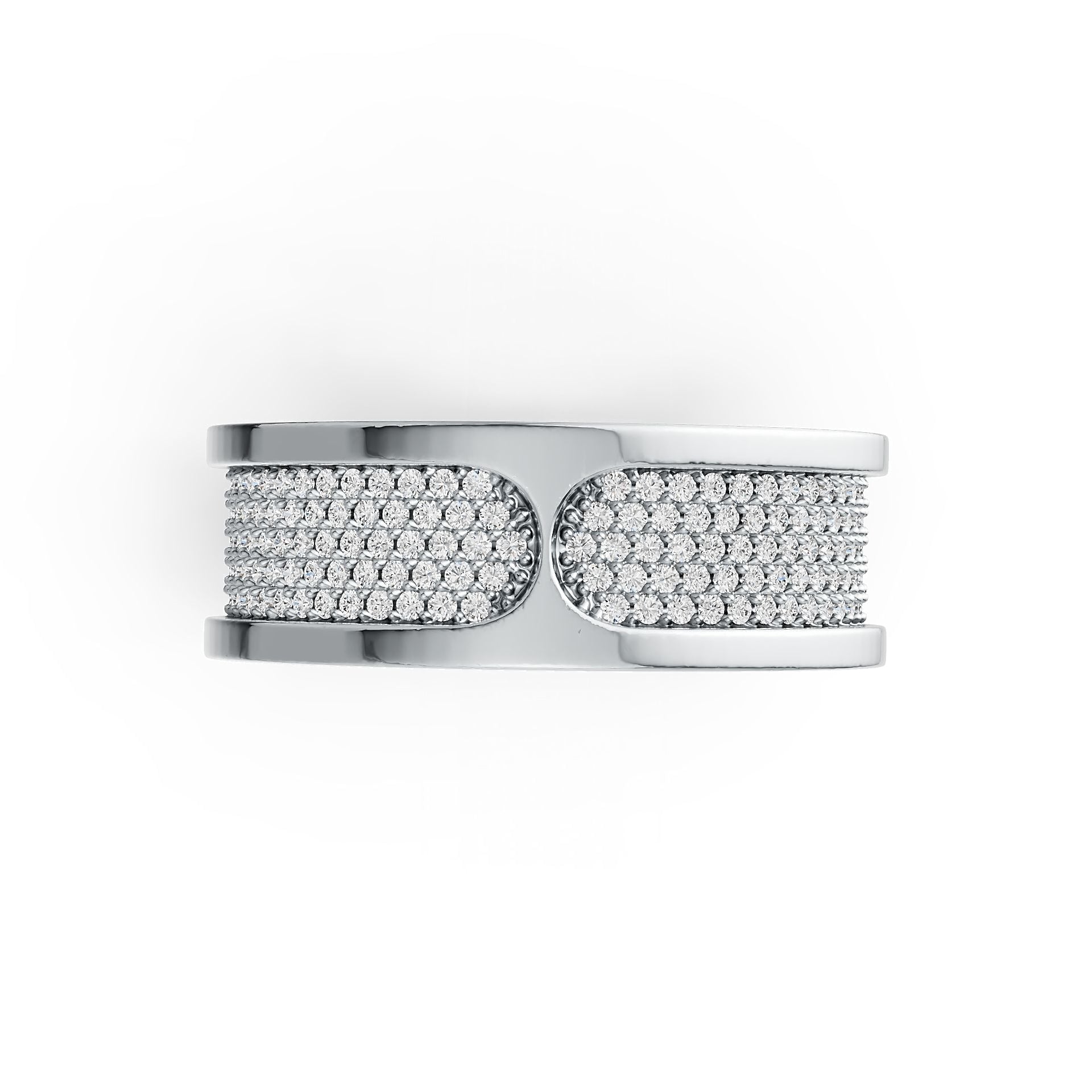 Sterling Silver Men's Wide Band Ring with White Topaz or Moissanite DHJ