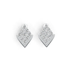 Sterling Silver Earrings Cluster Kite Shape with White Topaz or Moissanite DHJ