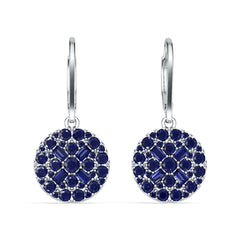 Sterling Silver Royal Blue Sapphire Cluster Dangle Earrings Baguette BG 2x1mm
