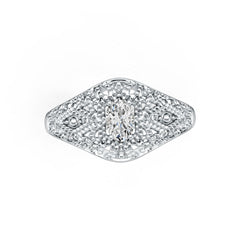Sterling Silver Semi Mount Ring Setting Oval OV 6X4mm Art Deco Style DHJ