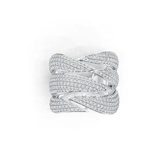 Sterling Silver Cluster Cocktail Ring with White Topaz or Moissanite DHJ