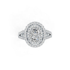 Sterling Silver Semi Mount Ring Setting Oval OV 8X6mm Double Halo Split Shank DHJ