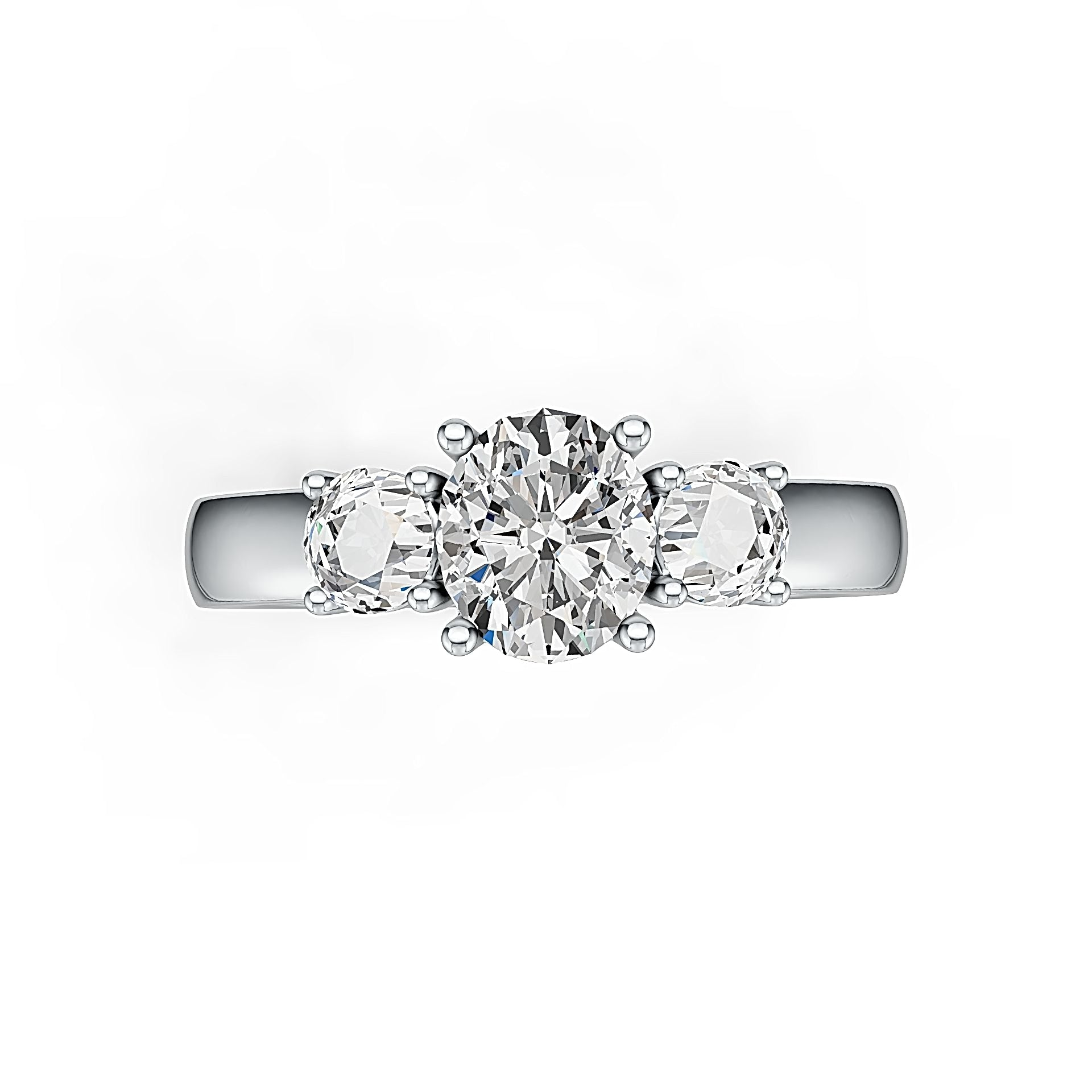 Sterling Sliver Semi Mount Ring Setting Oval OV 7x6mm RD 4x4mm 3 Stone Ring Syzjewelry