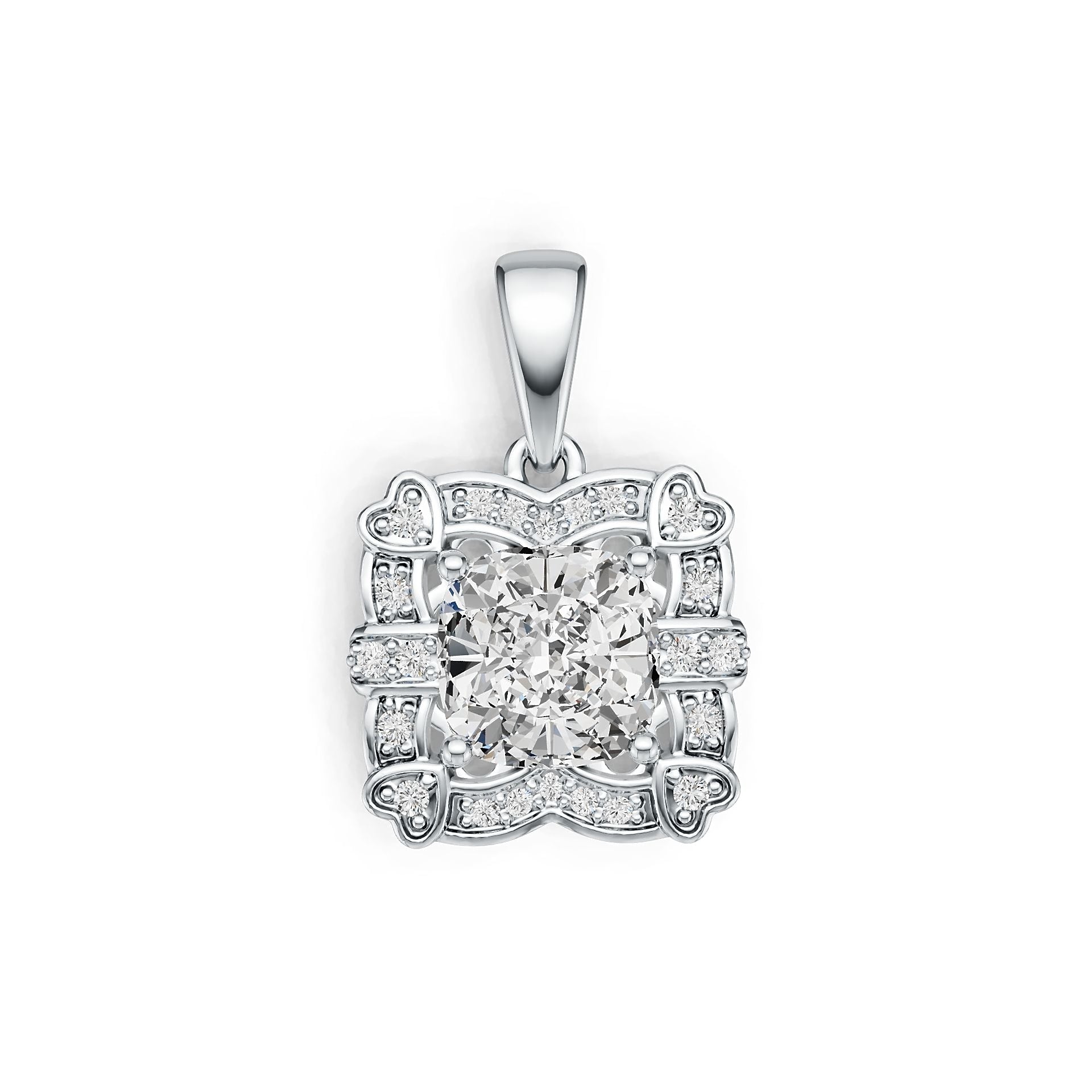 Sterling Silver Semi Mount Pendant Setting Cushion CU 12X10mm White Topaz Syzjewelry