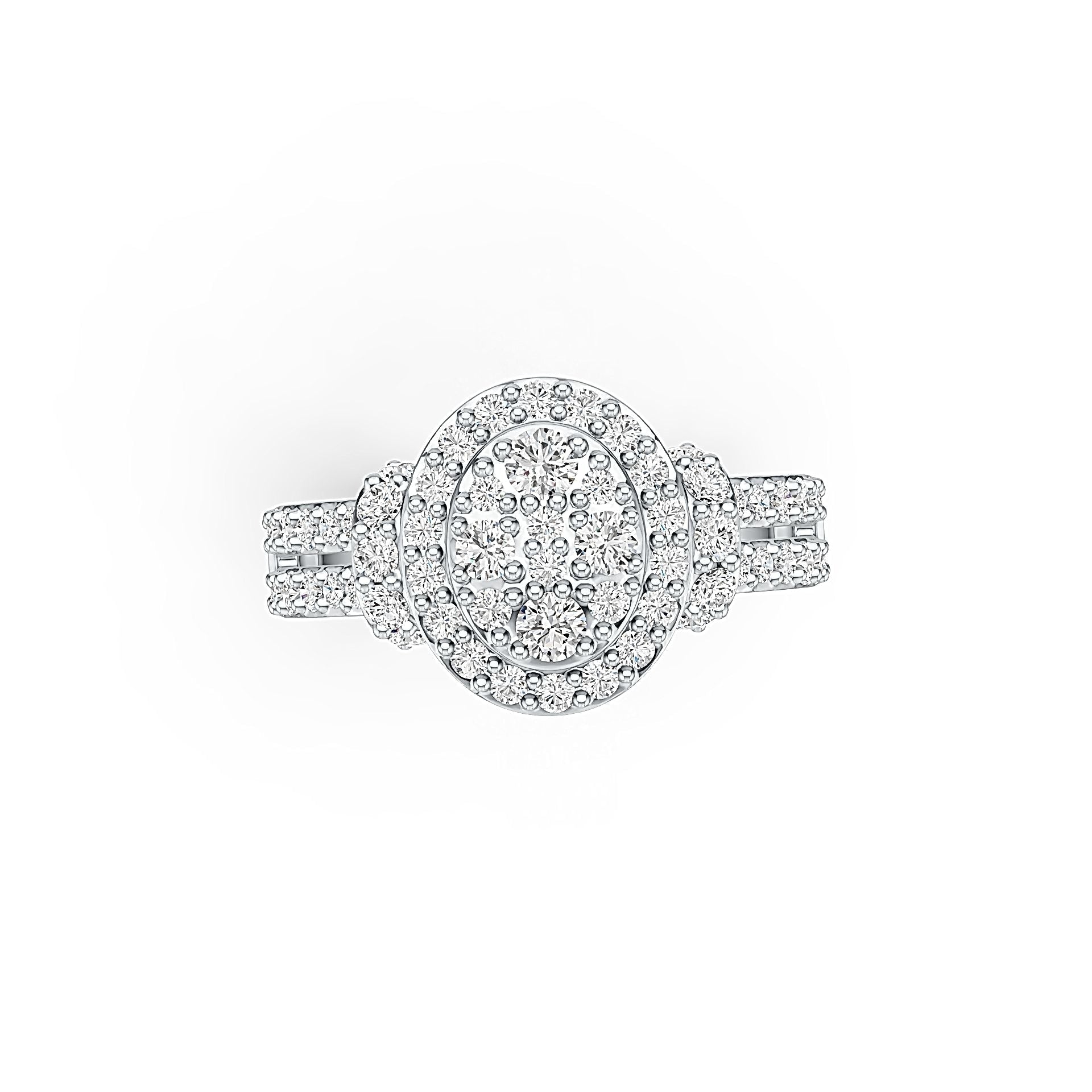 Sterling Silver Halo Ring Split Shank with White Topaz or Moissanite - Syzjewelry