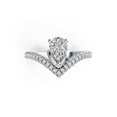 Sterling Silver Semi Mount Ring Setting Pear PE 7x5mm Princess Tiara Ring Syzjewelry