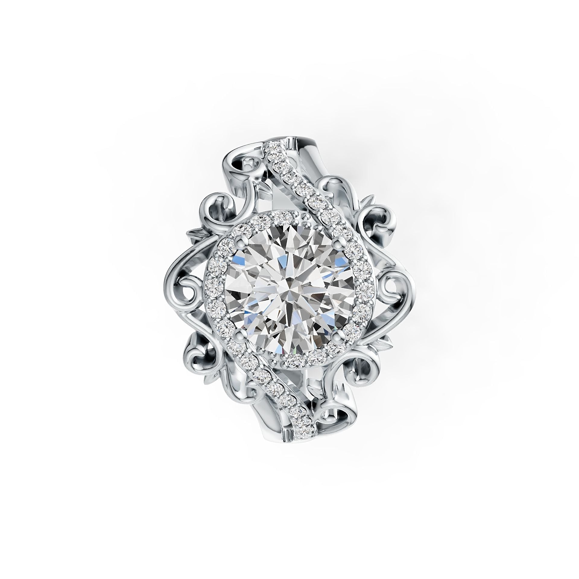 Sterling Silver Semi Mount Ring Setting RD 8x8mm Bypass Ring Halo White Topaz Syzjewelry