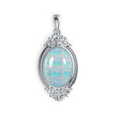 Sterling Silver Semi Mount Pendant Setting Oval OV 18x13mm Art Nouveau Cabochon DHJ