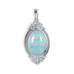 Sterling Silver Semi Mount Pendant Setting Oval OV 18x13mm Art Nouveau Cabochon DHJ