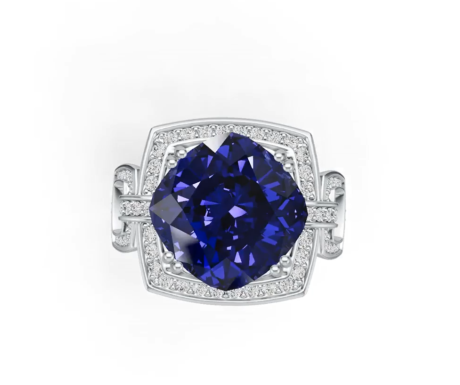 Sterling Silver Semi Mount Ring Setting Cushion CU 12X12mm with White Topaz - Syzjewelry