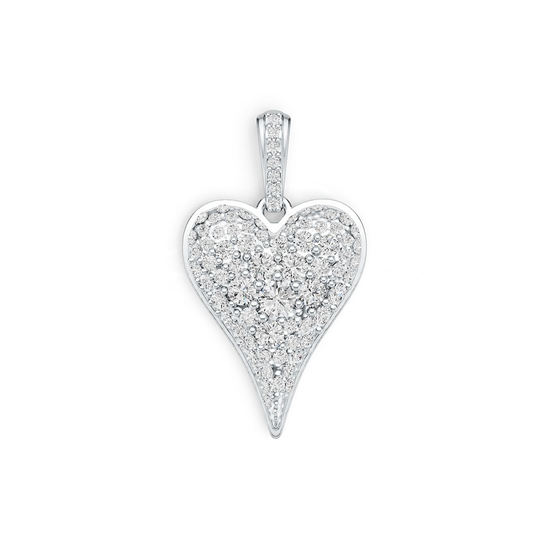 Sterling Silver Pendant with White Topaz or Moissanite Heart Theme DHJ