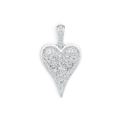 Sterling Silver Pendant with White Topaz or Moissanite Heart Theme DHJ