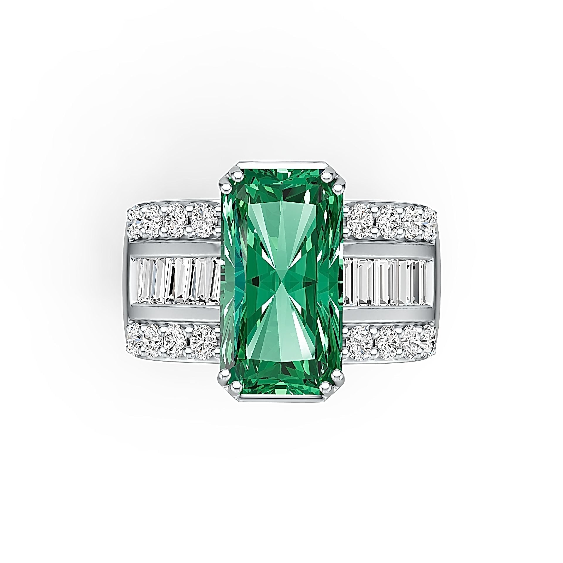 Sterling Silver Semi Mount Ring Setting Emerald OCT 16X9mm DHJ