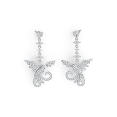 Sterling Silver Semi Mount Earrings Setting Pear PE 6X4mm Bird Theme DHJ