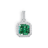 Sterling Silver Semi Mount Pendant Setting Emerald OCT 7X7mm Halo Syzjewelry