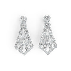 Sterling Silver Earrings Chandelier Style with White Topaz or Moissanite Syzjewelry