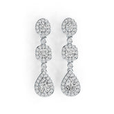 Sterling Silver Semi Mount Earrings Setting Pear PE 7X5mm CU 4X4mm OV 4X3mm DHJ