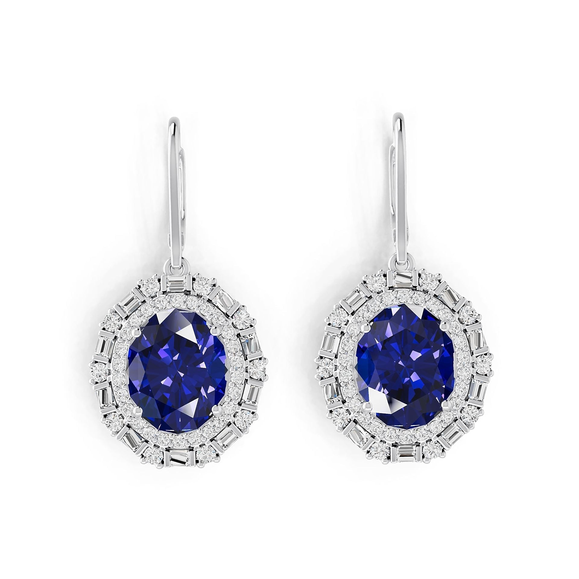 Sterling Silver Semi Mount Earrings Setting Oval OV 11x9mm with White Topaz Syzjewelry