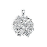 Sterling Silver Pendant Floral Theme with White Topaz or Moissanite DHJ