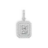 Sterling Silver Semi Mount Pendant Setting Emerald OCT 9x7mm Double Halo Syzjewelry