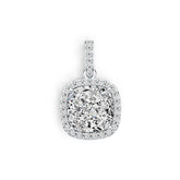10K Gold Semi Mount Pendant Setting Cushion Cu 8x8mm W/ White Topaz Syzjewelry