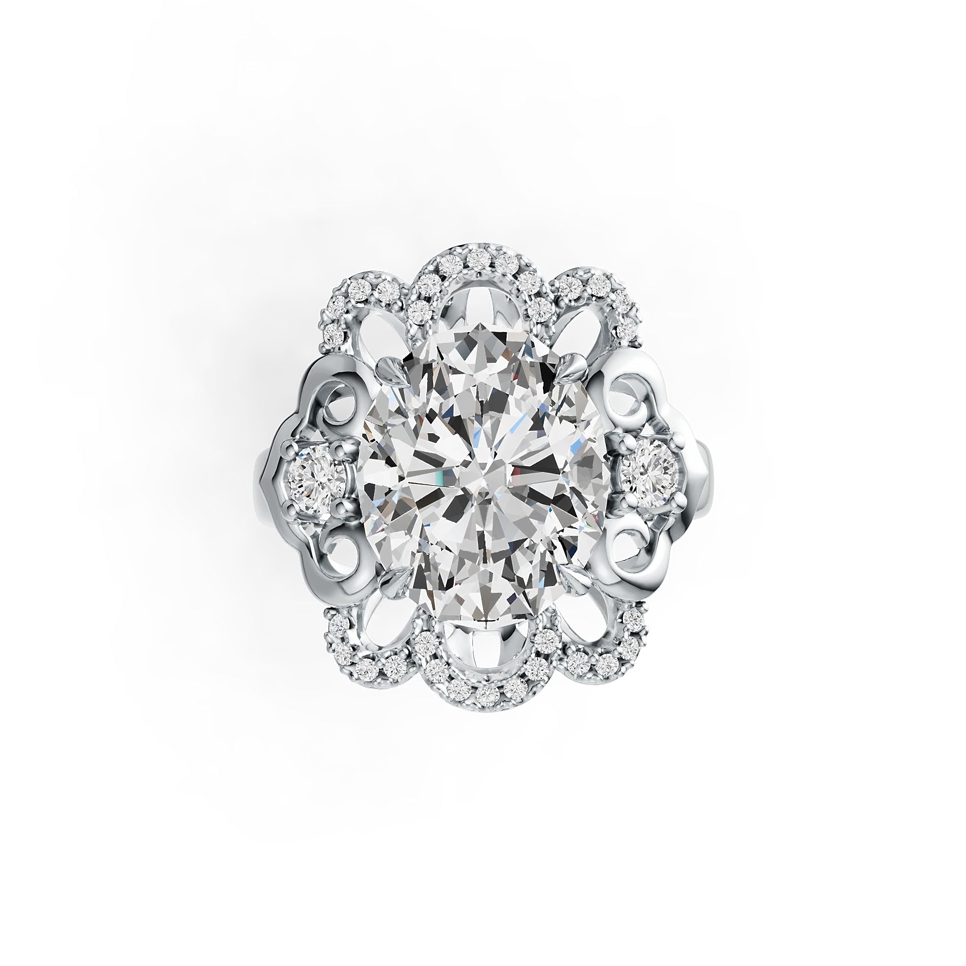 Sterling Silver Semi Mount Ring Setting Oval OV 12X10mm with White Topaz DHJ