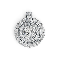 Sterling Silver Semi Mount Pendant Setting Round RD 6x6mm Double Halo - Syzjewelry
