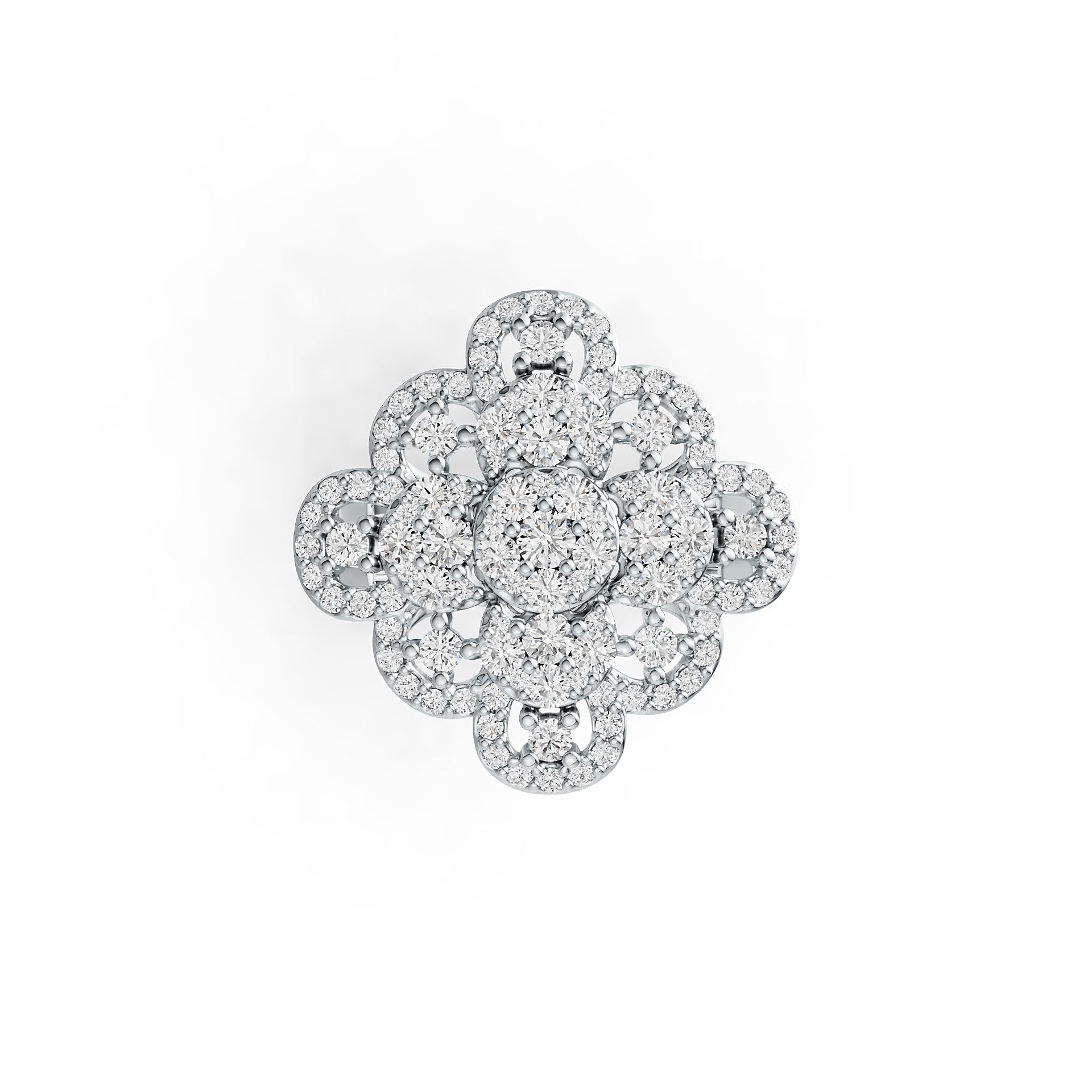 Sterling Silver Cocktail Ring Flower Theme with White Topaz or Moissanite - Syzjewelry