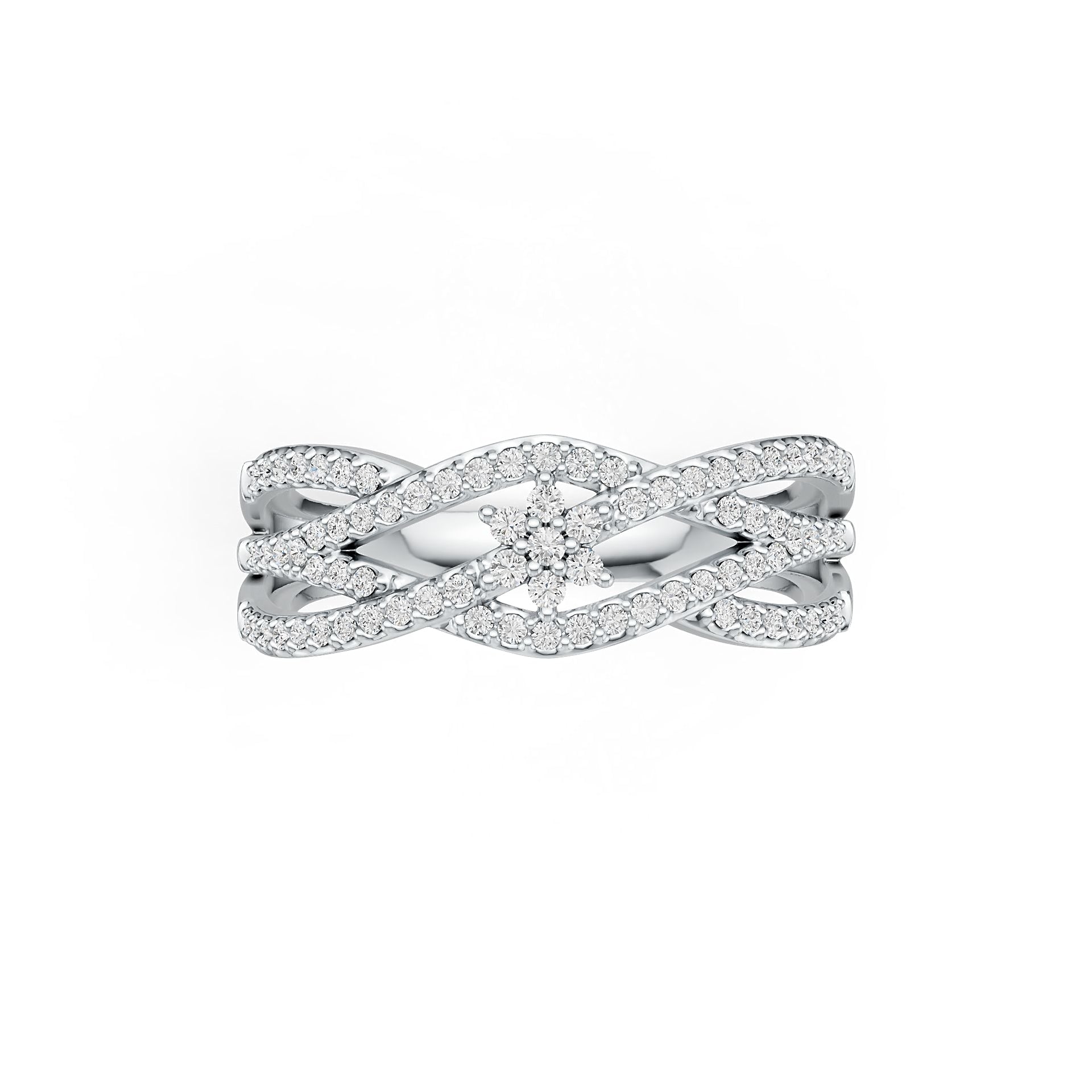 Sterling Silver Ring Entwined Style with White Topaz or Moissanite DHJ