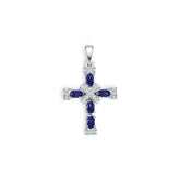 Sterling Silver Pendant Moissanite OV 5X3mm Cross Theme