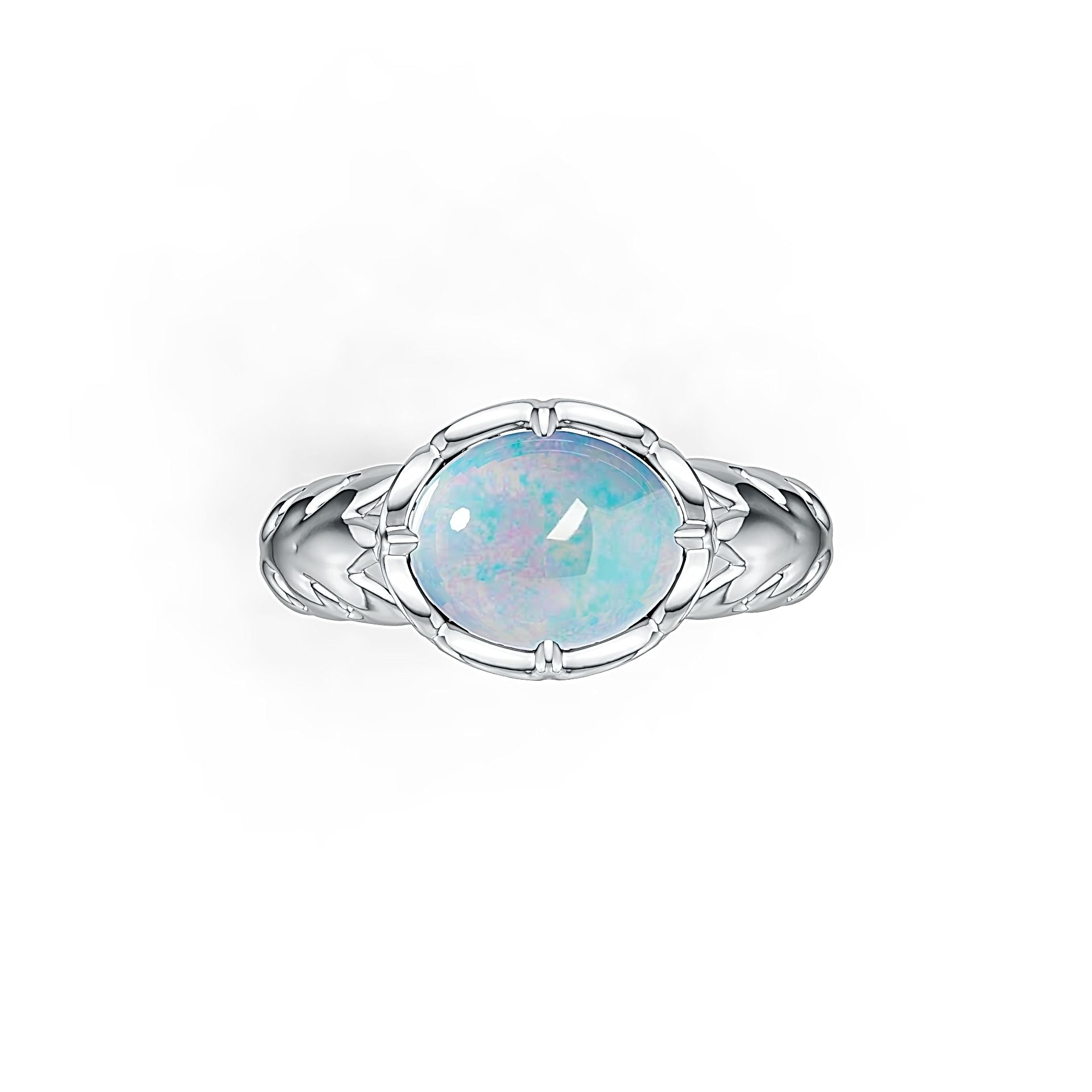 Filigree Sterling Silver Semi Mount Ring Setting Cabochon OV 10x8mm White Topaz Syzjewelry