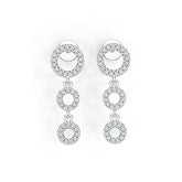 Sterling Silver Triple Circle Drop Dangle Earrings with White Topaz or Moissanite DHJ