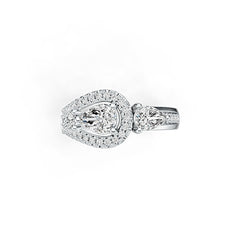 Sterling Silver Semi Mount Ring Setting Pear PE 7X5mm DHJ