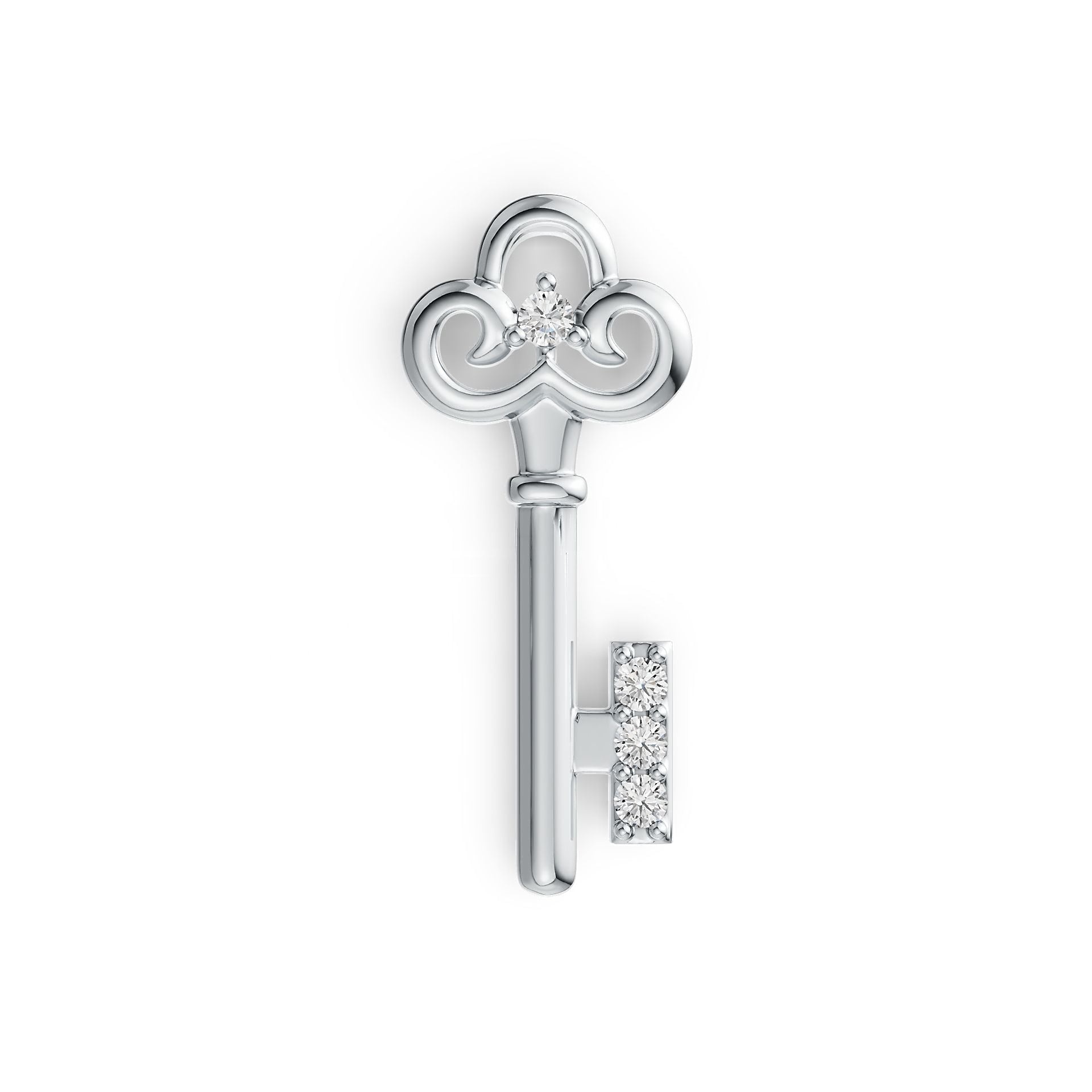 Sterling Silver Pendant with White Topaz or Moissanite Key Theme DHJ