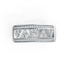 Sterling Silver Ring Geometric Openwork Theme with White Topaz or Moissanite DHJ