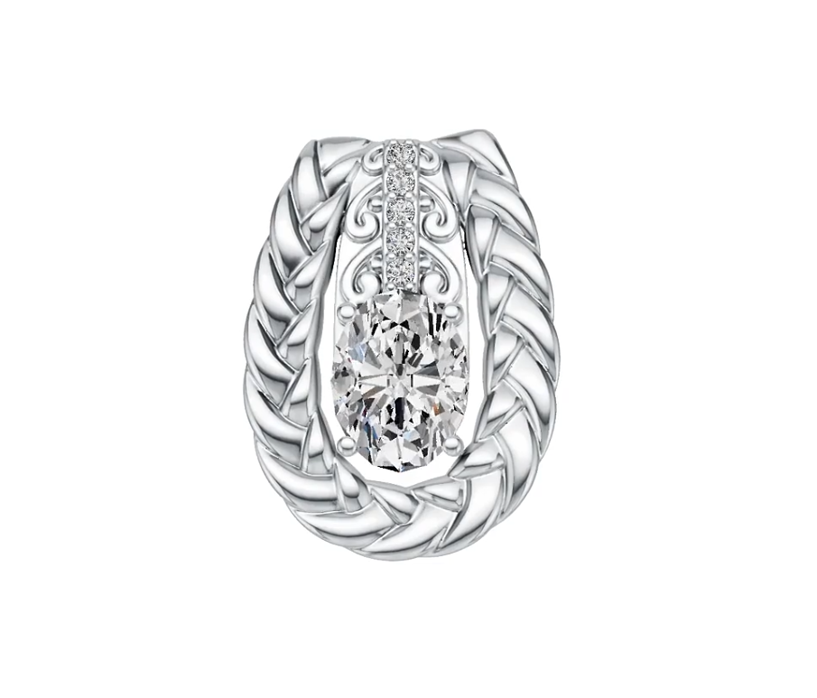 Sterling Silver Semi Mount Pendant Setting Oval OV 9X7mm Horseshoe Theme - Syzjewelry