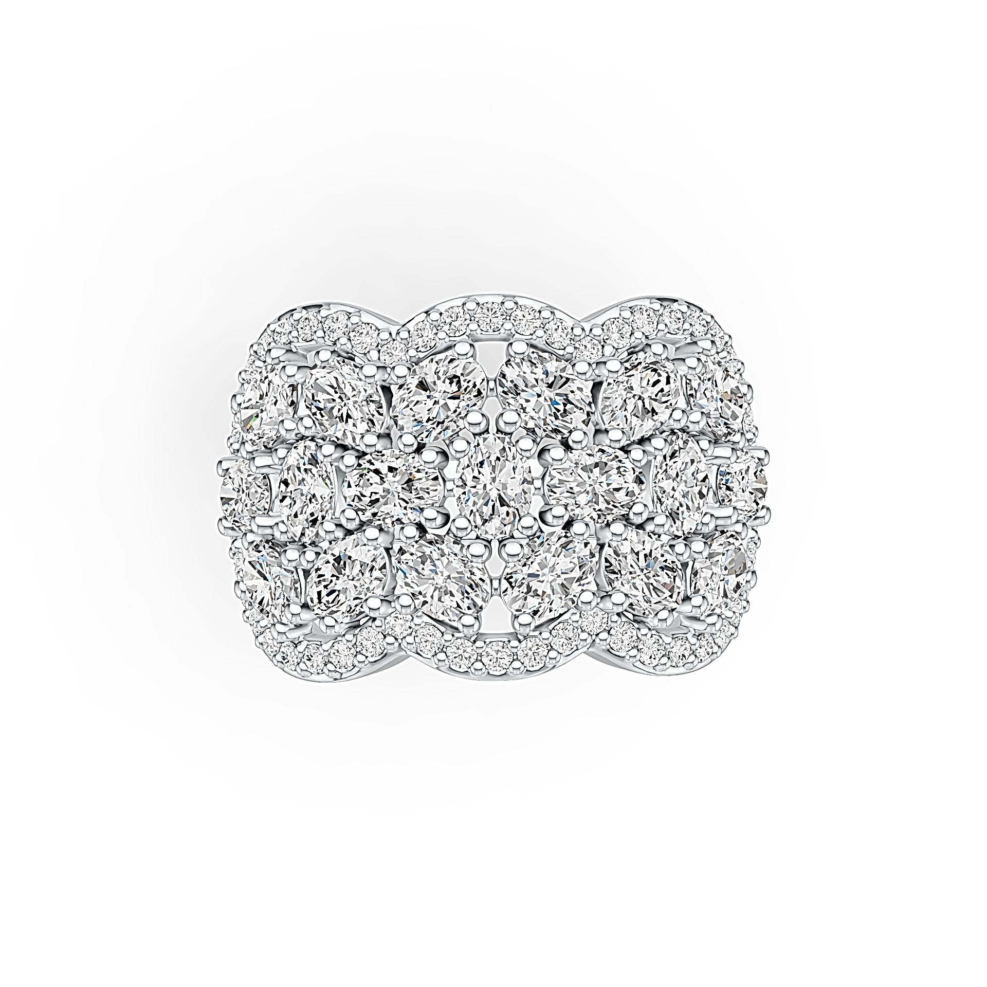 Sterling Silver Scalloped Cocktail Ring with White Topaz or Moissanite - Syzjewelry